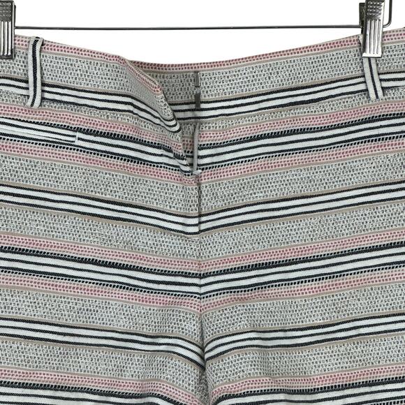 Ann Taylor LOFT Riviera Shorts Womens 6 Gray Cotton Linen Striped Preppy Coastal - Picture 3 of 8